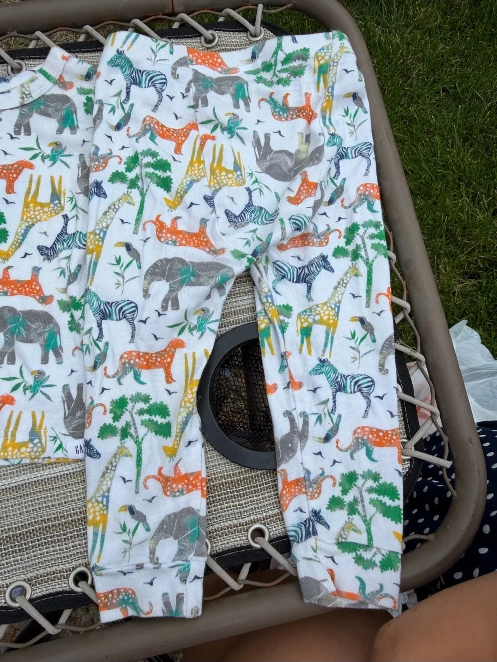 GAP White Kids Pajama Set with Multicolor Safari Animals